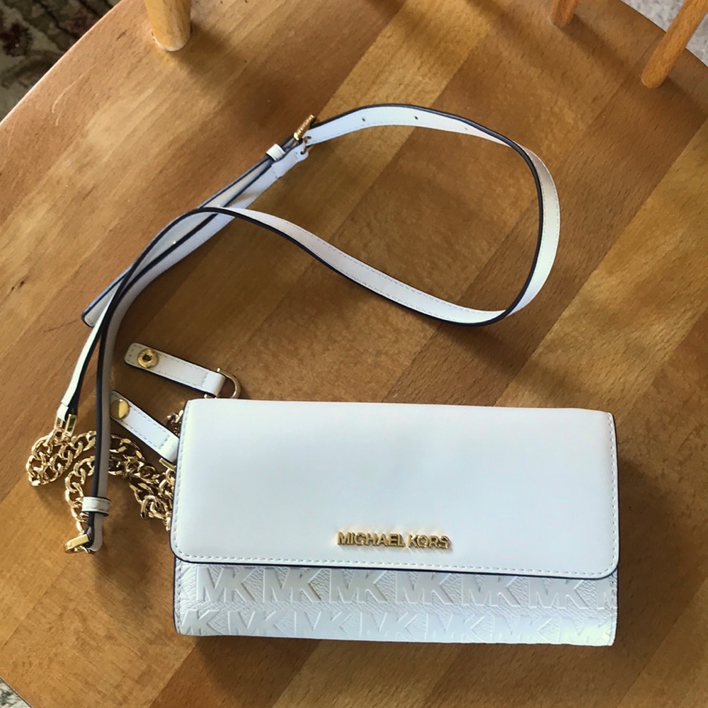 Michael Kors- Jet Set Item-Large wallet on a chain cross body bag.